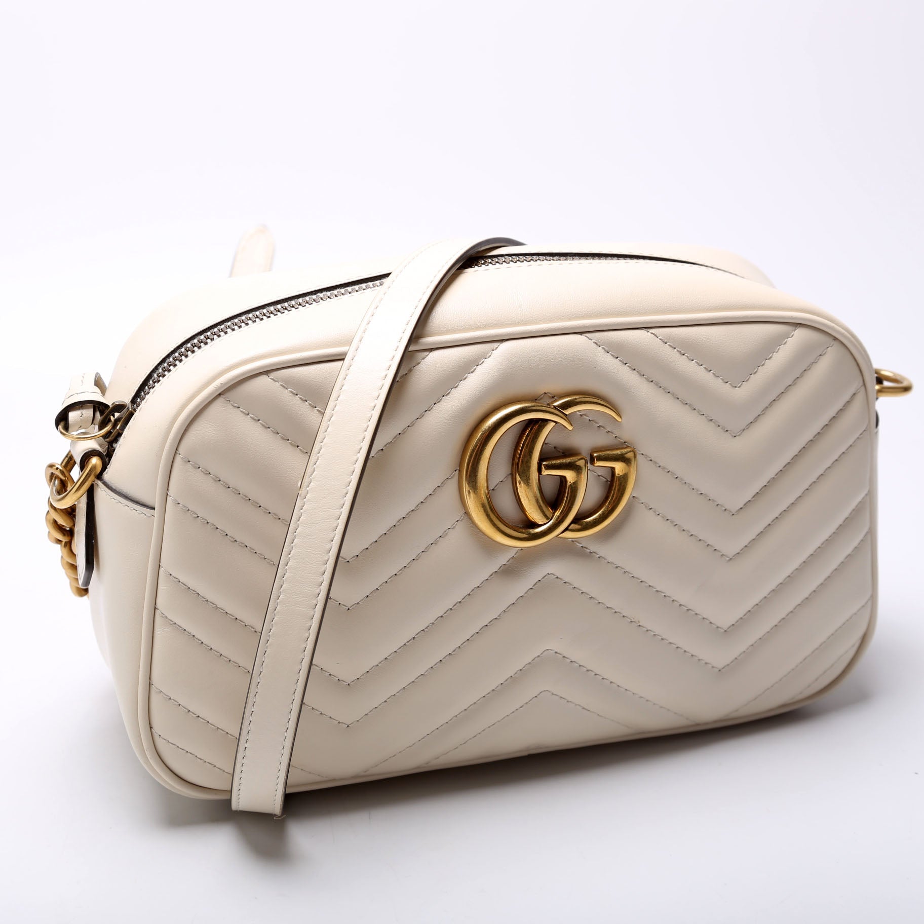 447632 Marmont Small Leather Camera White