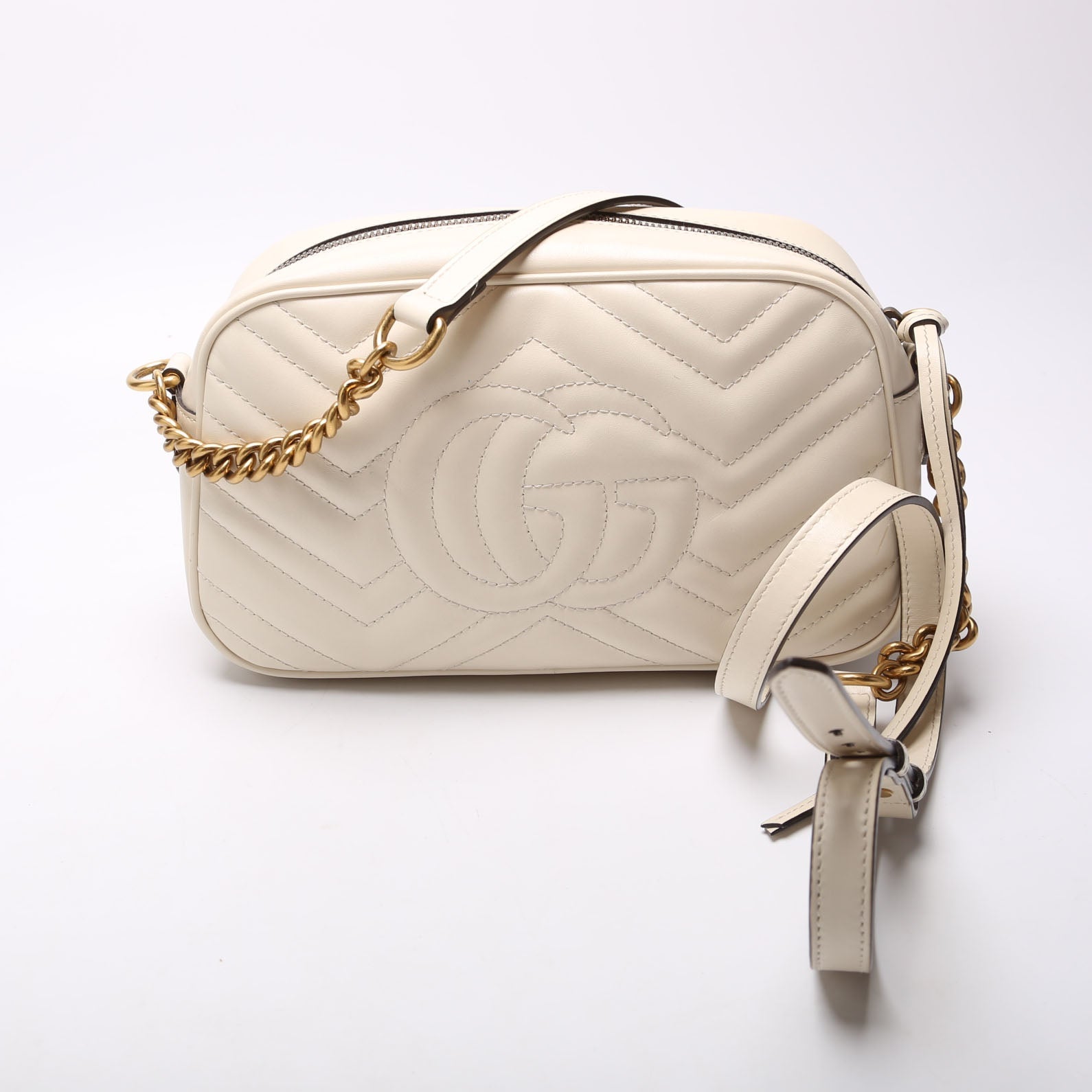 447632 Marmont Small Leather Camera White