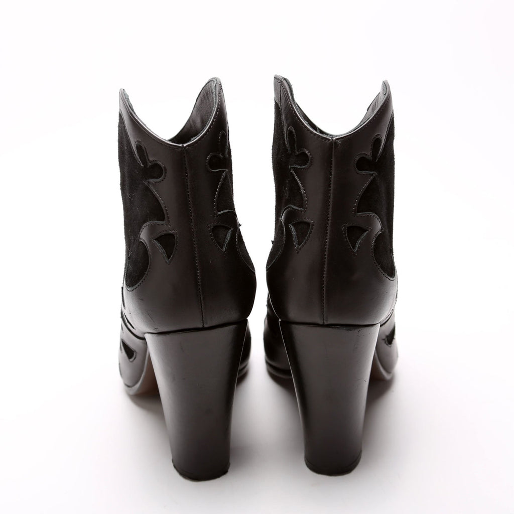 Suede Cowboy Ankle Boots Size 38 Black
