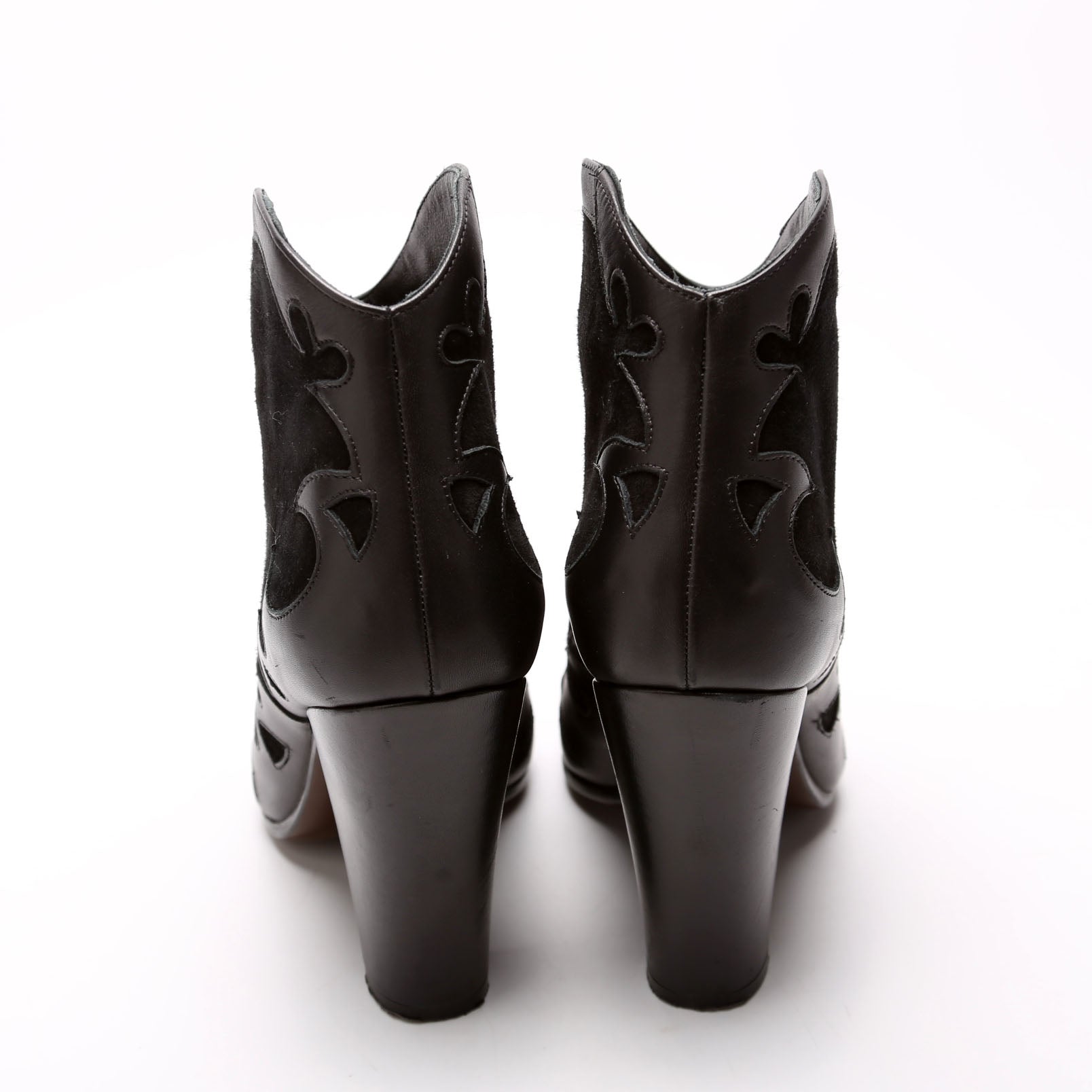 Suede Cowboy Ankle Boots Size 38 Black
