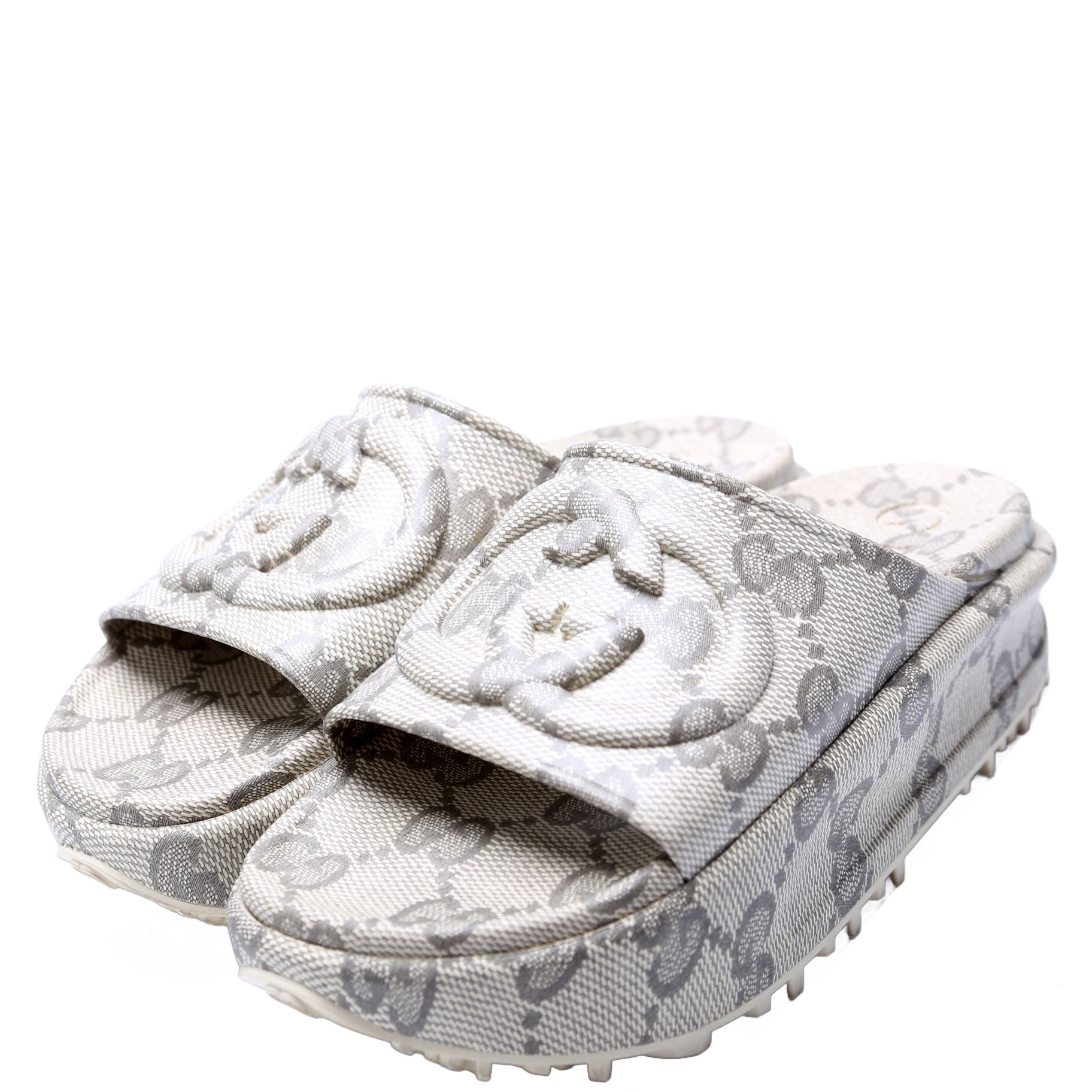 Interlocking GG Rubber Slides Size 36 Gray