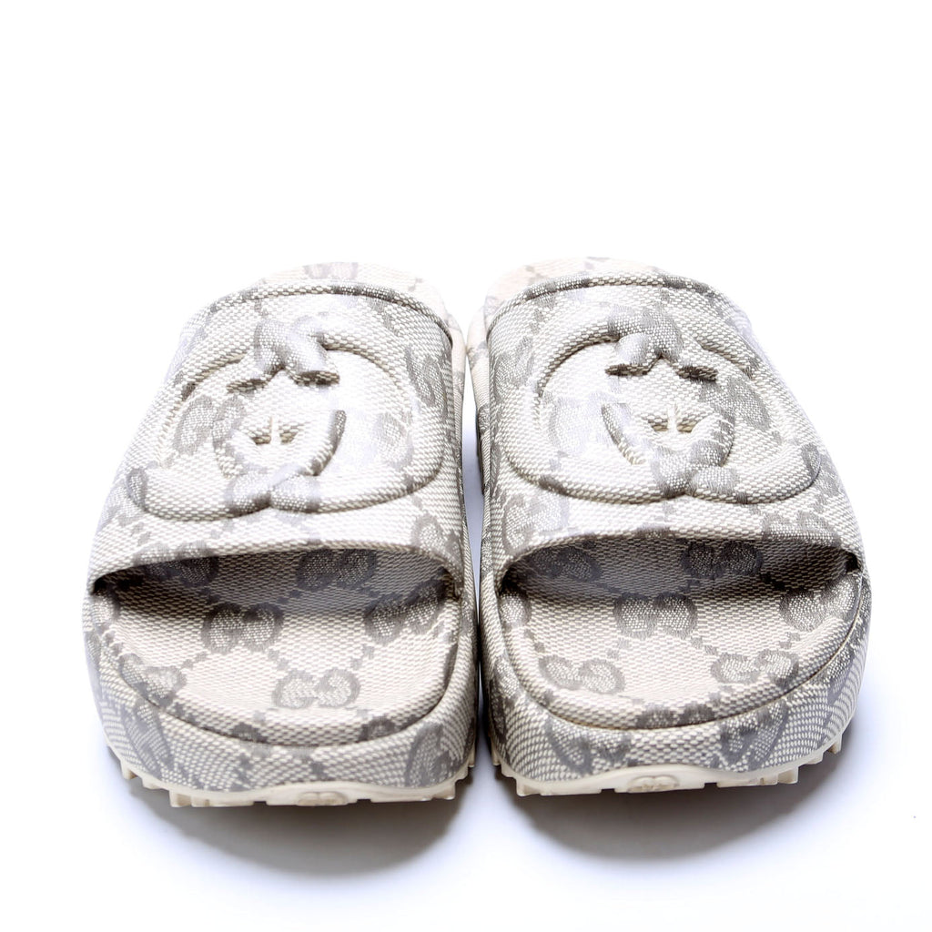 Interlocking GG Rubber Slides Size 36 Gray