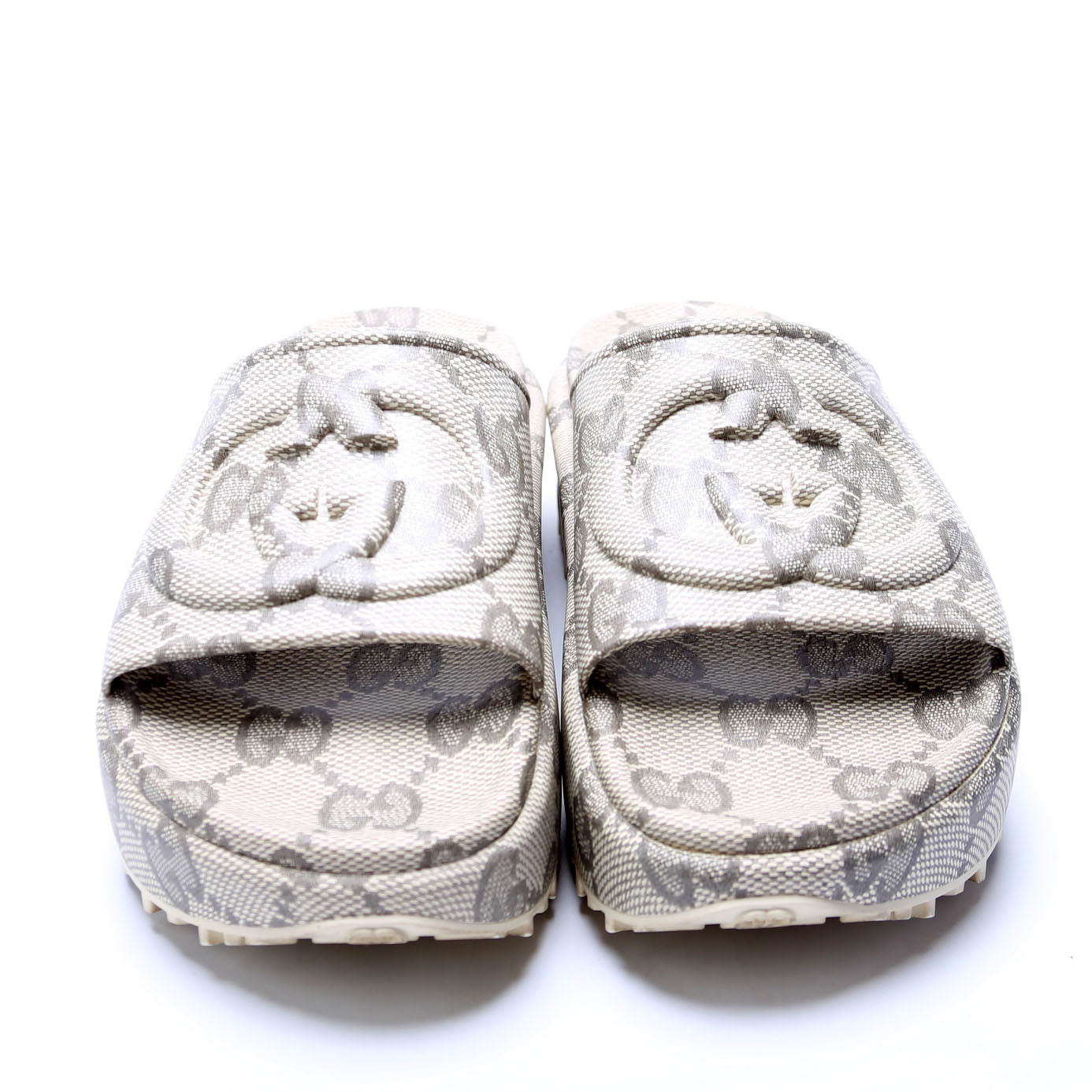 Interlocking GG Rubber Slides Size 36 Gray