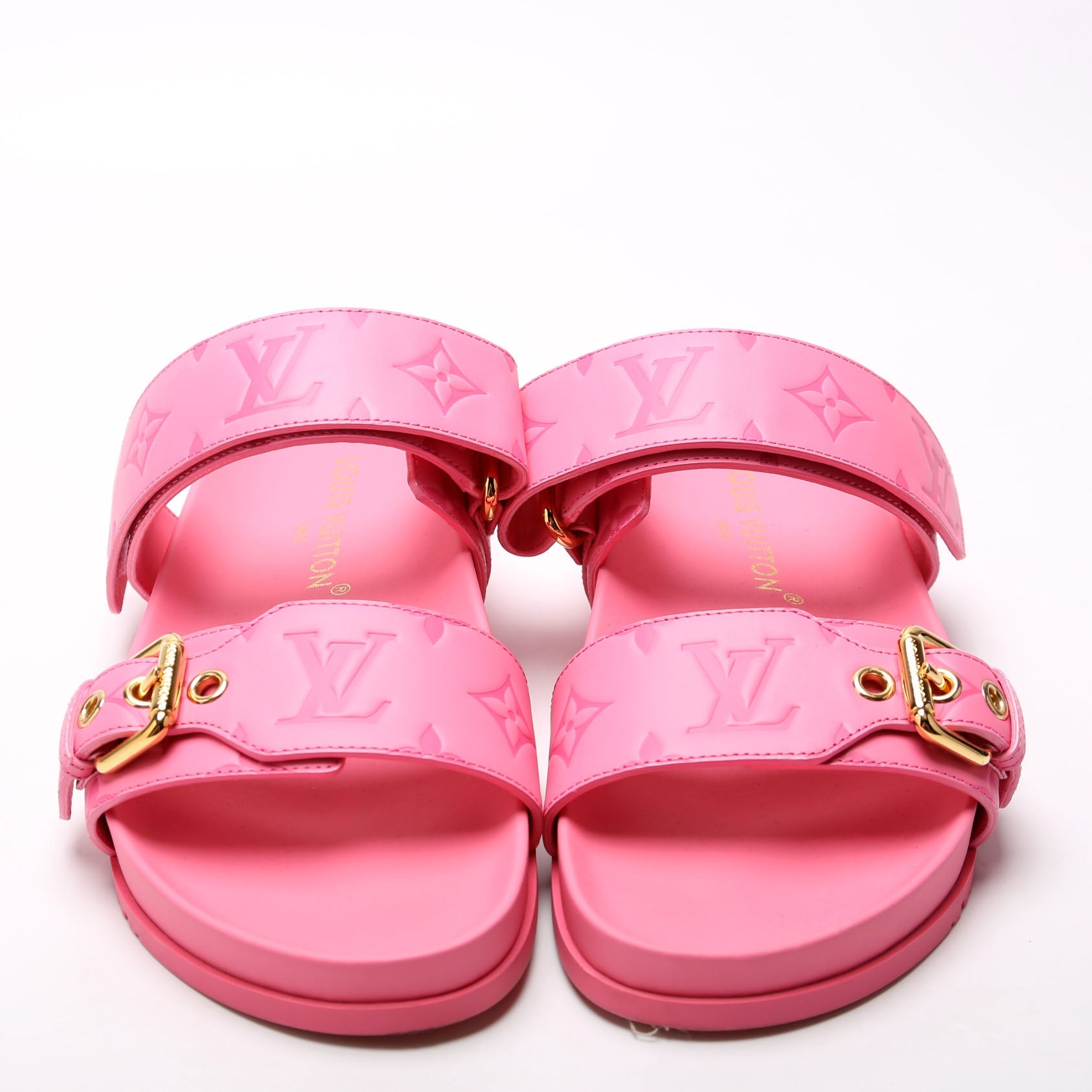 Bom Dia Flat Mules Monogram Calfskin Size 37 Pink
