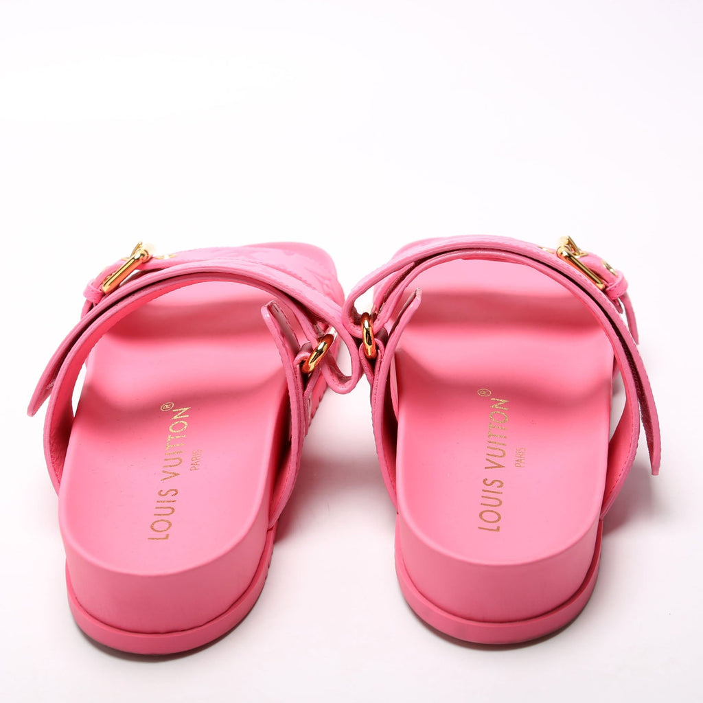 Bom Dia Flat Mules Monogram Calfskin Size 37 Pink