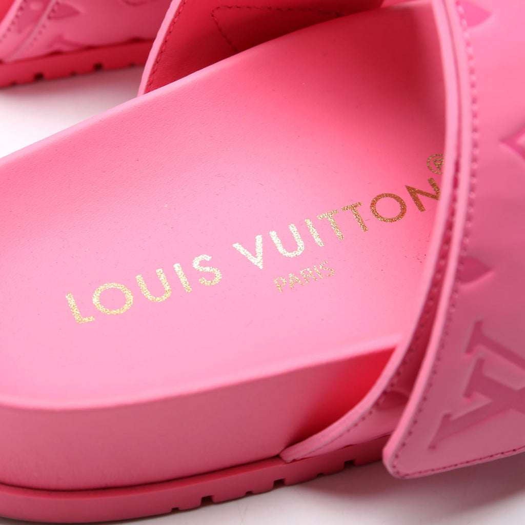 Bom Dia Flat Mules Monogram Calfskin Size 37 Pink