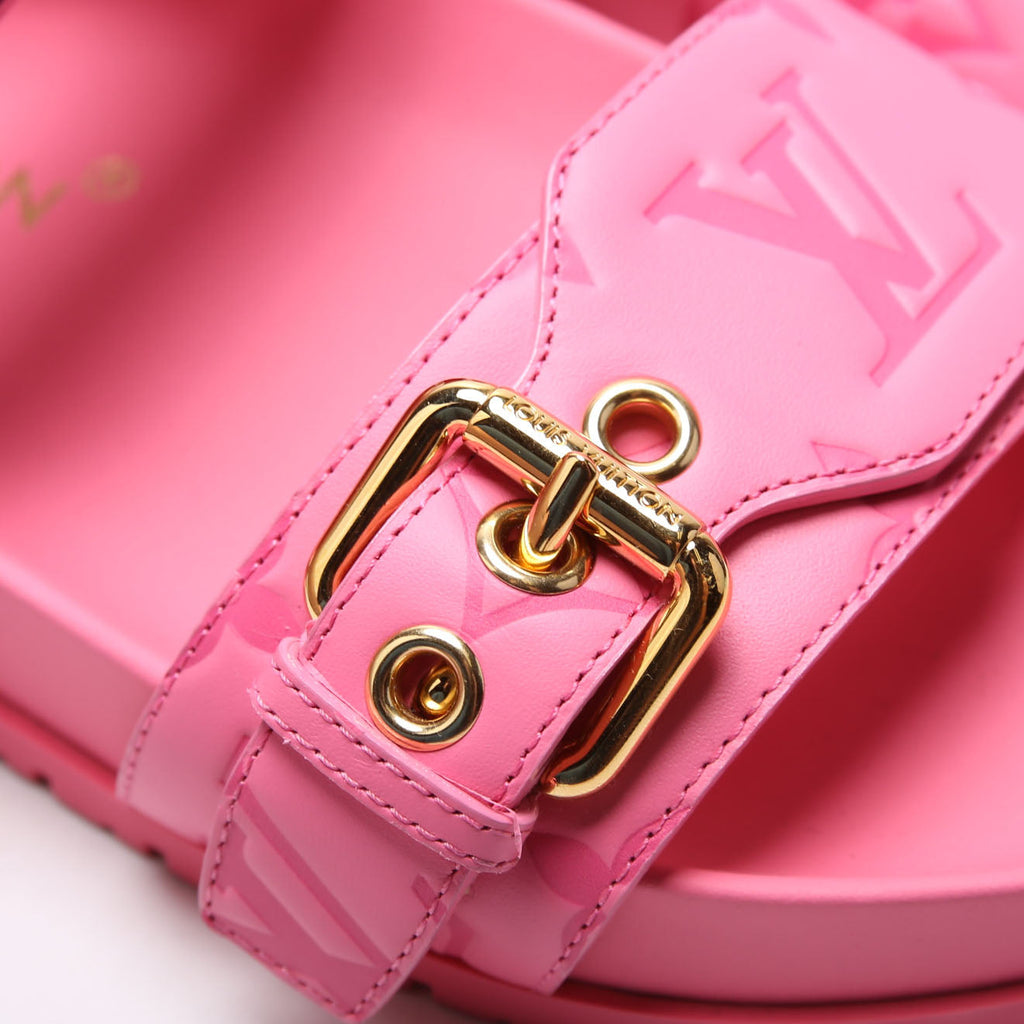 Bom Dia Flat Mules Monogram Calfskin Size 37 Pink
