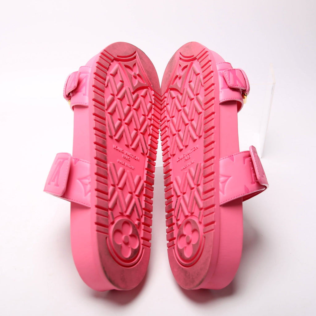 Bom Dia Flat Mules Monogram Calfskin Size 37 Pink