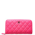 CC Long Zip Around Wallet Caviar RFID Pink