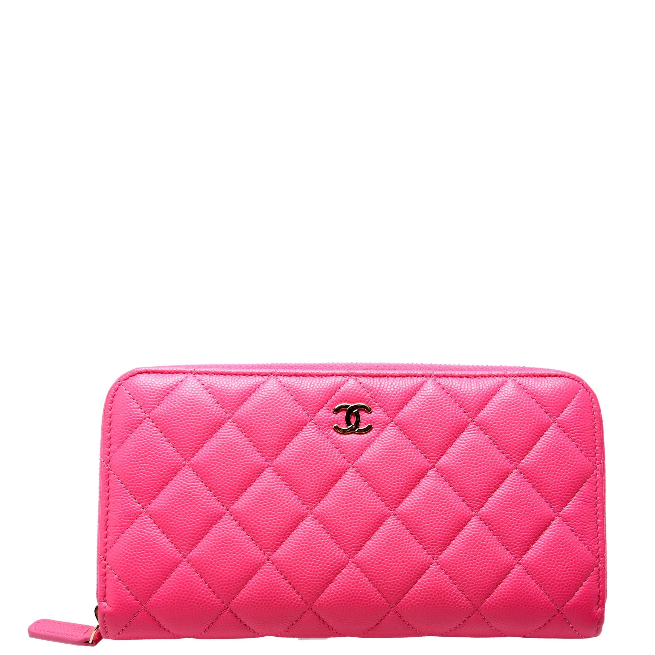 CC Long Zip Around Wallet Caviar RFID Pink