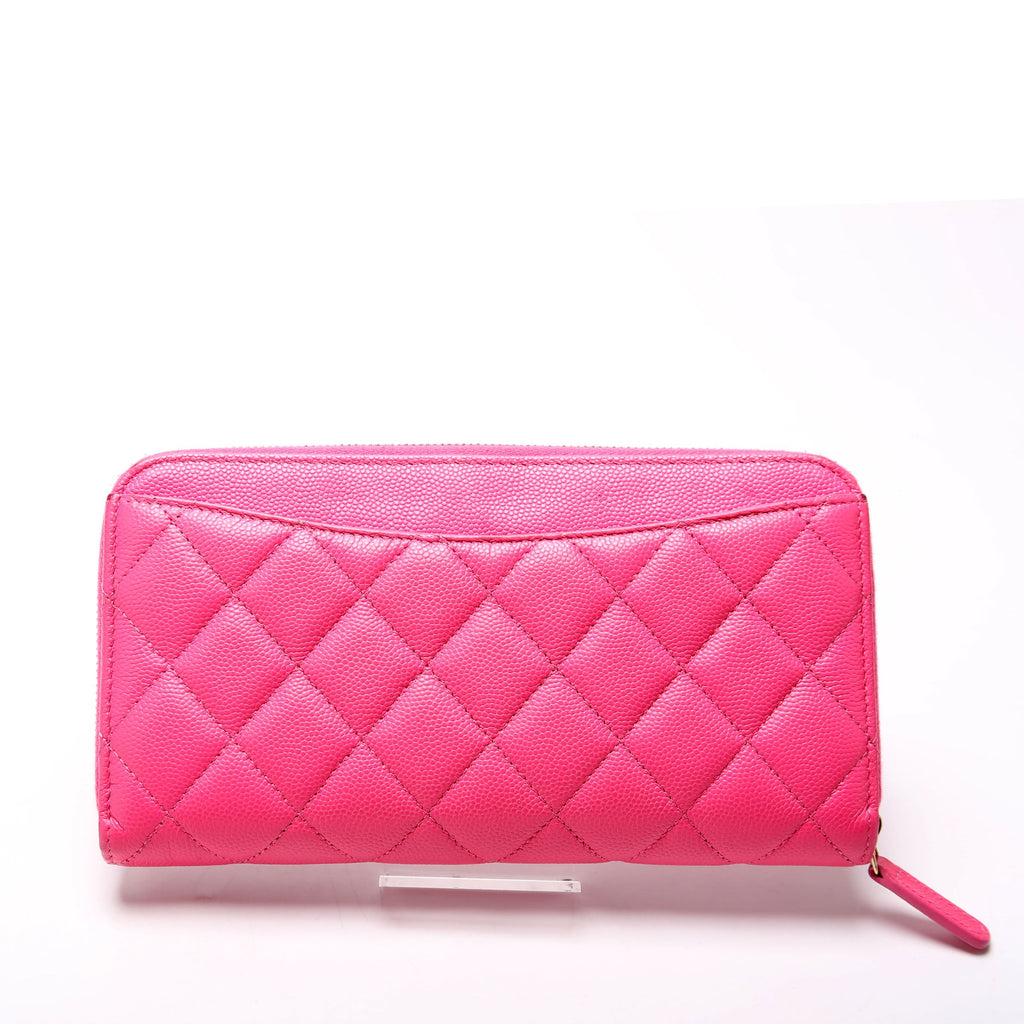 CC Long Zip Around Wallet Caviar RFID Pink