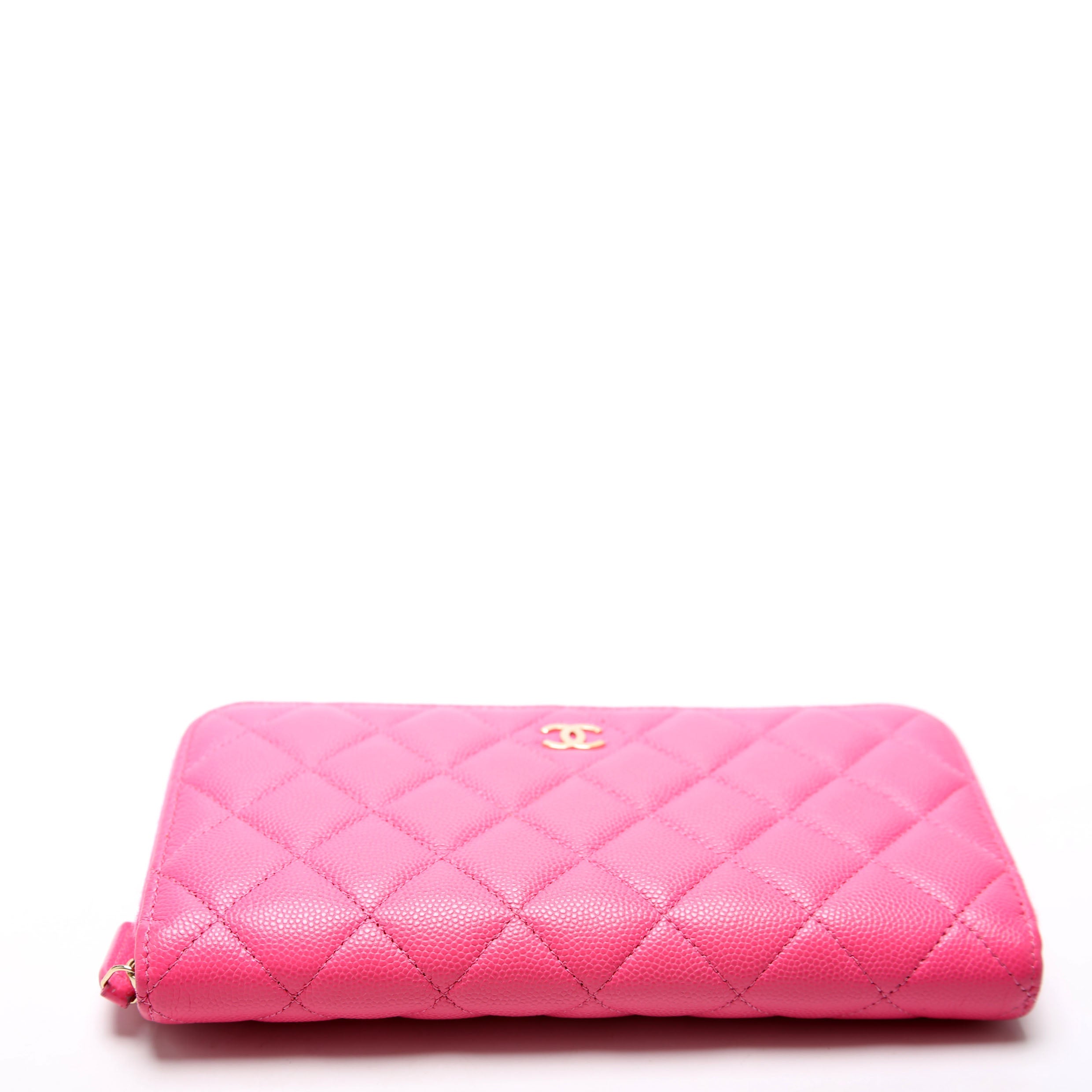 CC Long Zip Around Wallet Caviar RFID Pink