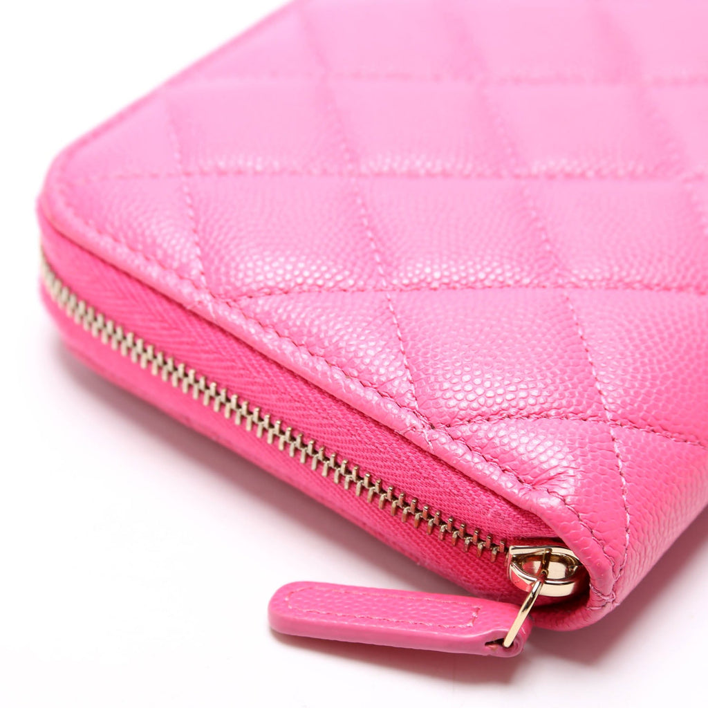 CC Long Zip Around Wallet Caviar RFID Pink