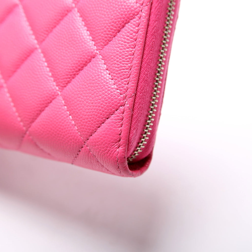 CC Long Zip Around Wallet Caviar RFID Pink