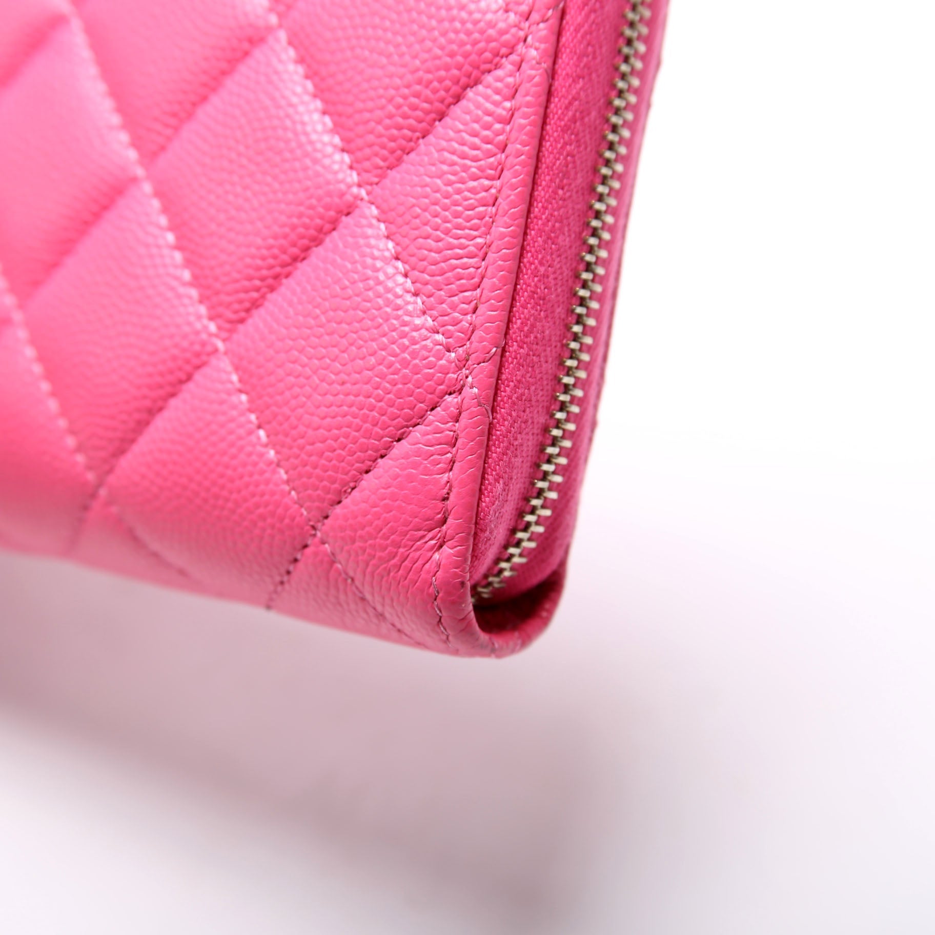 CC Long Zip Around Wallet Caviar RFID Pink