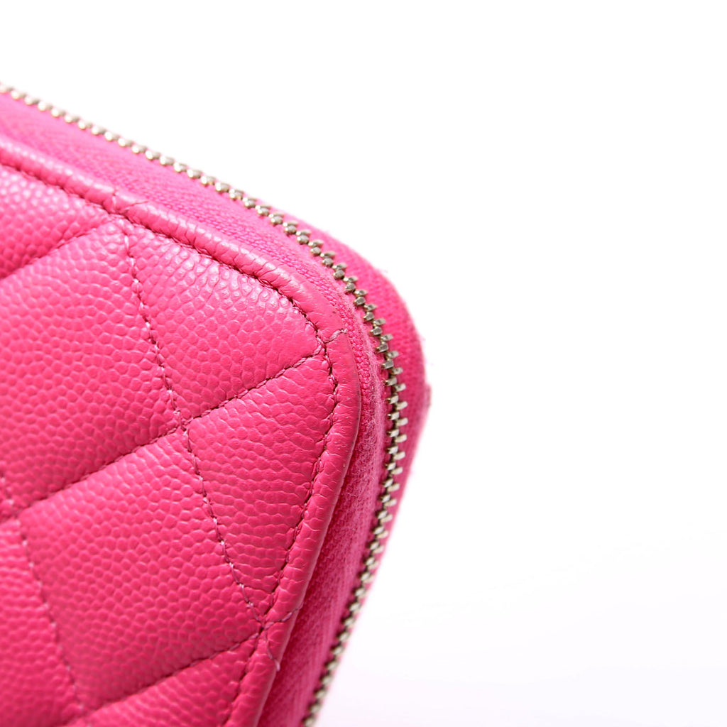 CC Long Zip Around Wallet Caviar RFID Pink