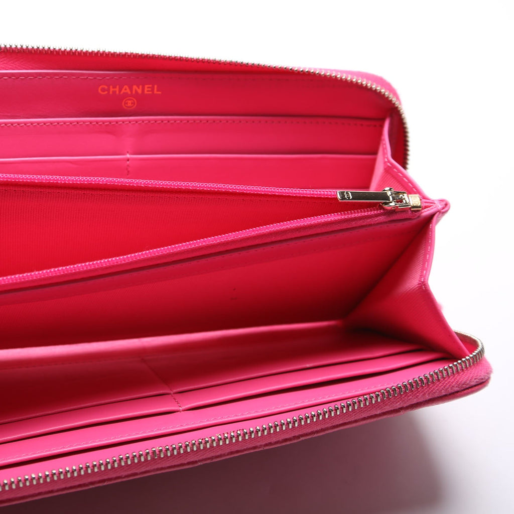 CC Long Zip Around Wallet Caviar RFID Pink