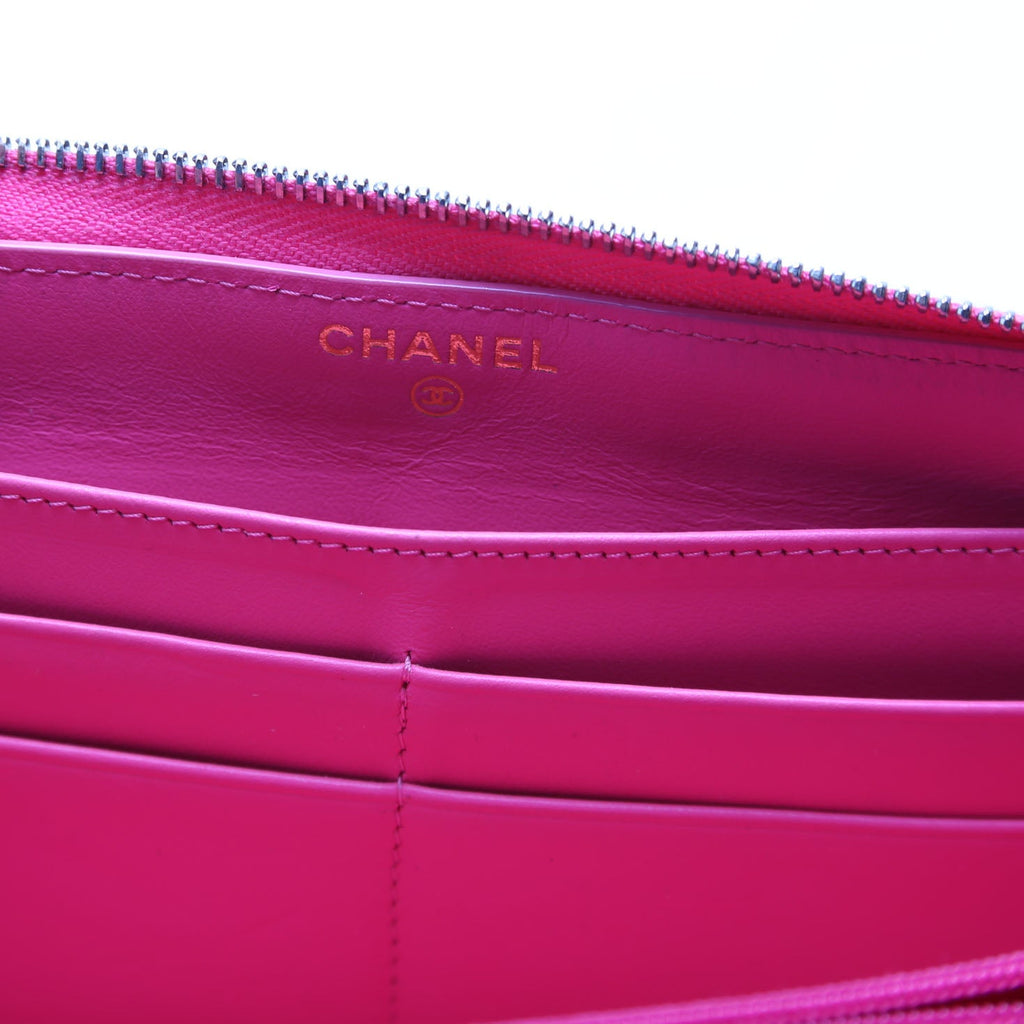 CC Long Zip Around Wallet Caviar RFID Pink