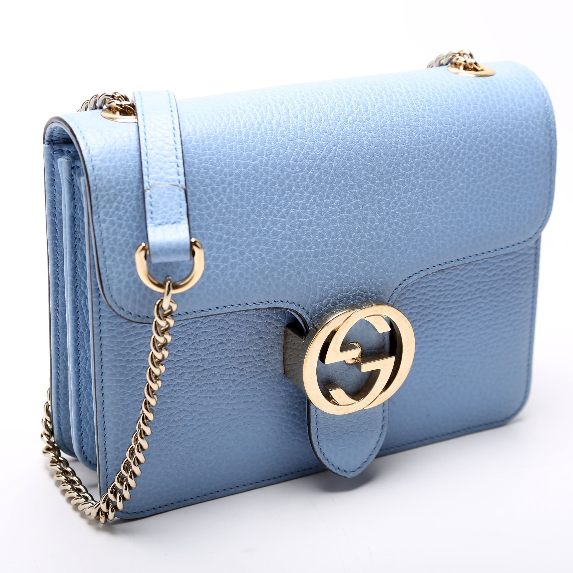 510304 Interlocking Small Crossbody Light Blue
