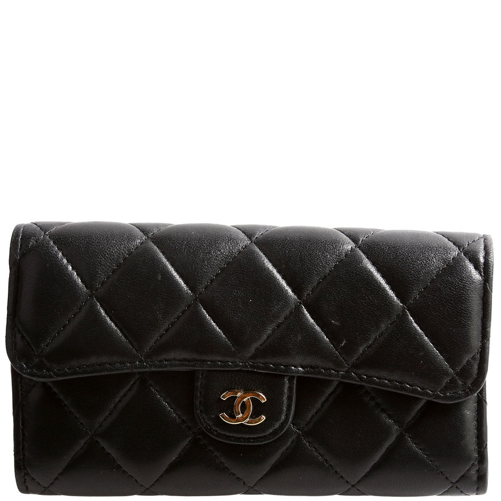 Classic Flap Wallet Long Lambskin Black