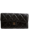 Classic Flap Wallet Long Lambskin Black