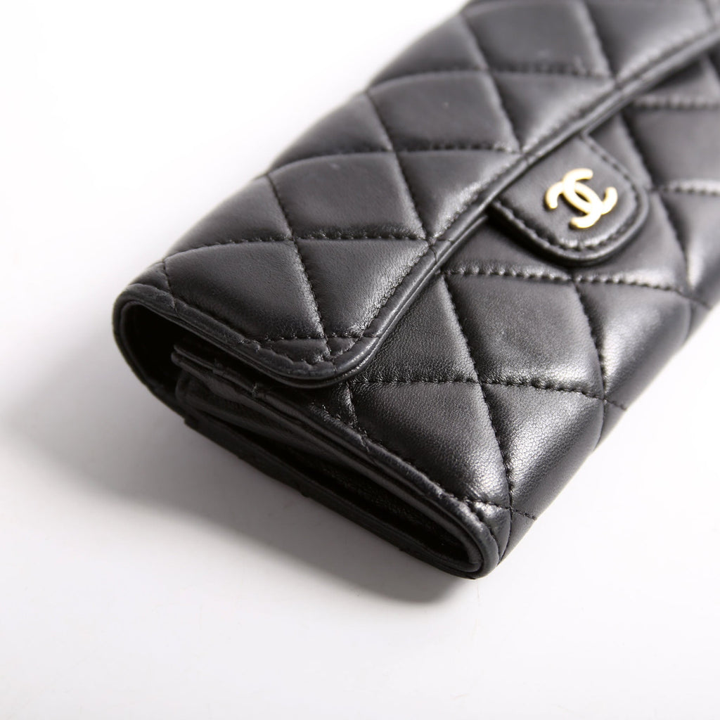 Classic Flap Wallet Long Lambskin Black
