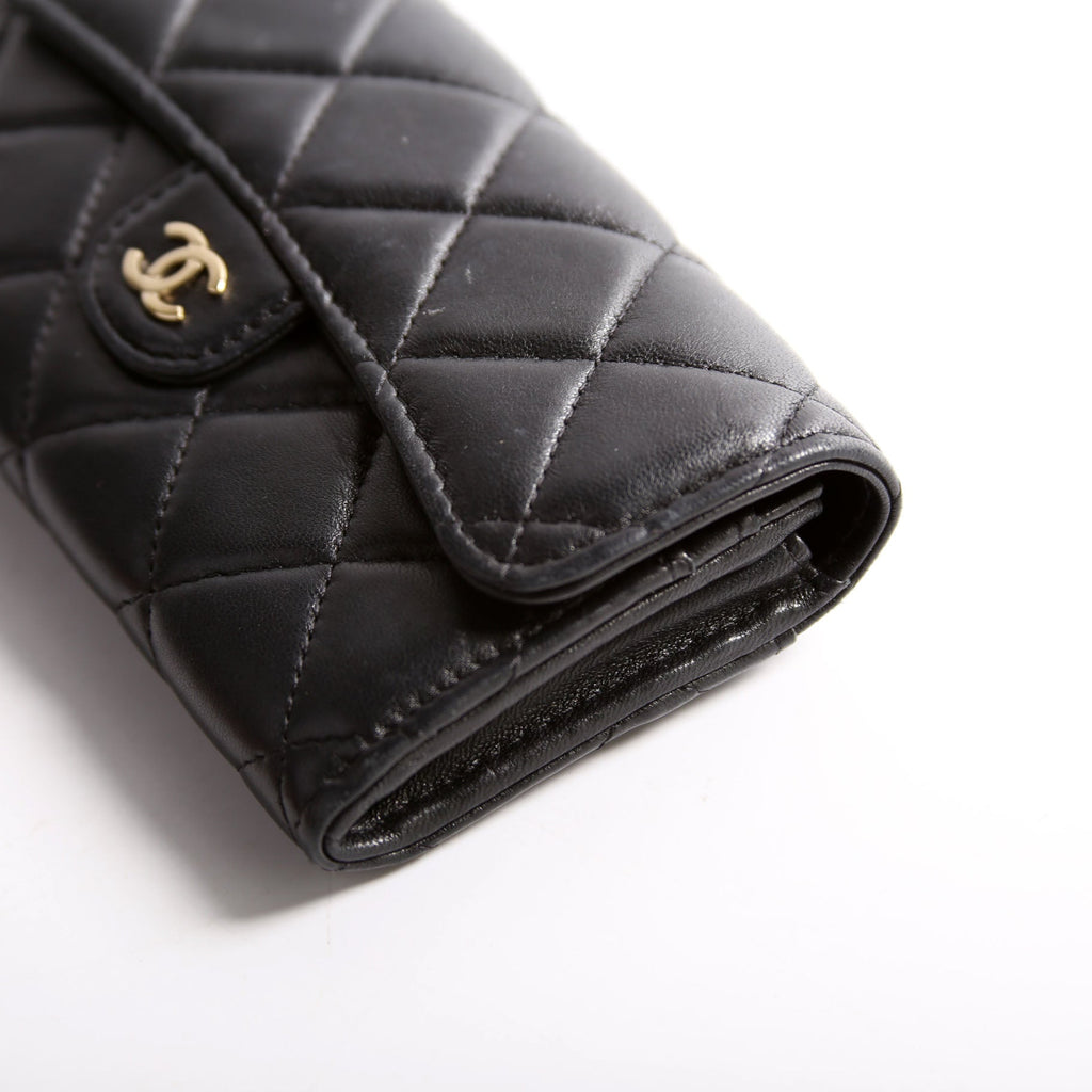 Classic Flap Wallet Long Lambskin Black