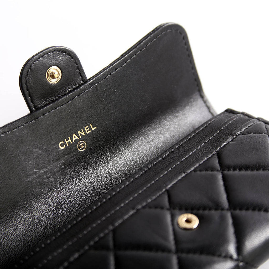 Classic Flap Wallet Long Lambskin Black