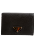 1MV021 Saffiano Triangle Logo Card Case Black