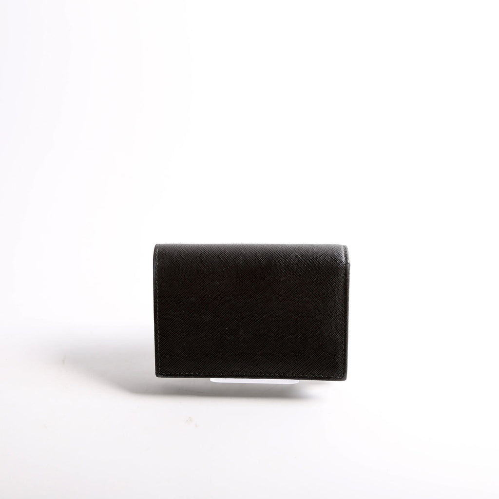 1MV021 Saffiano Triangle Logo Card Case Black