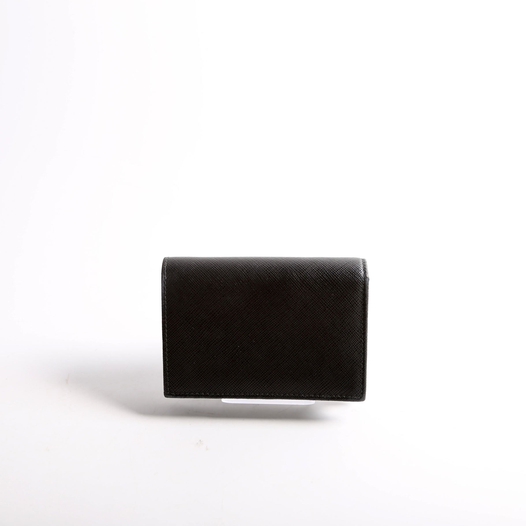 1MV021 Saffiano Triangle Logo Card Case Black