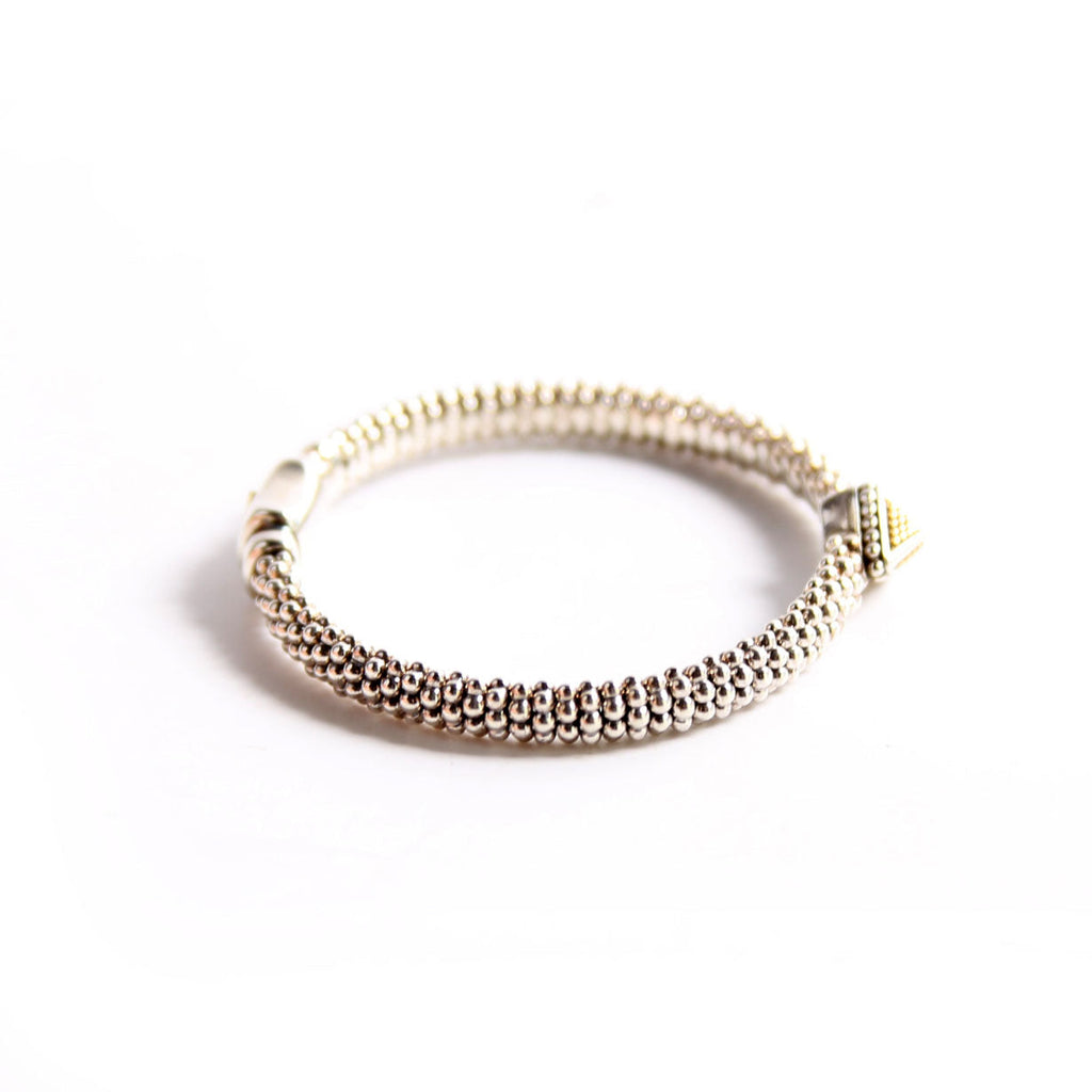 KSL Caviar Single Station Pyramid 6MM Bracelet 925/750