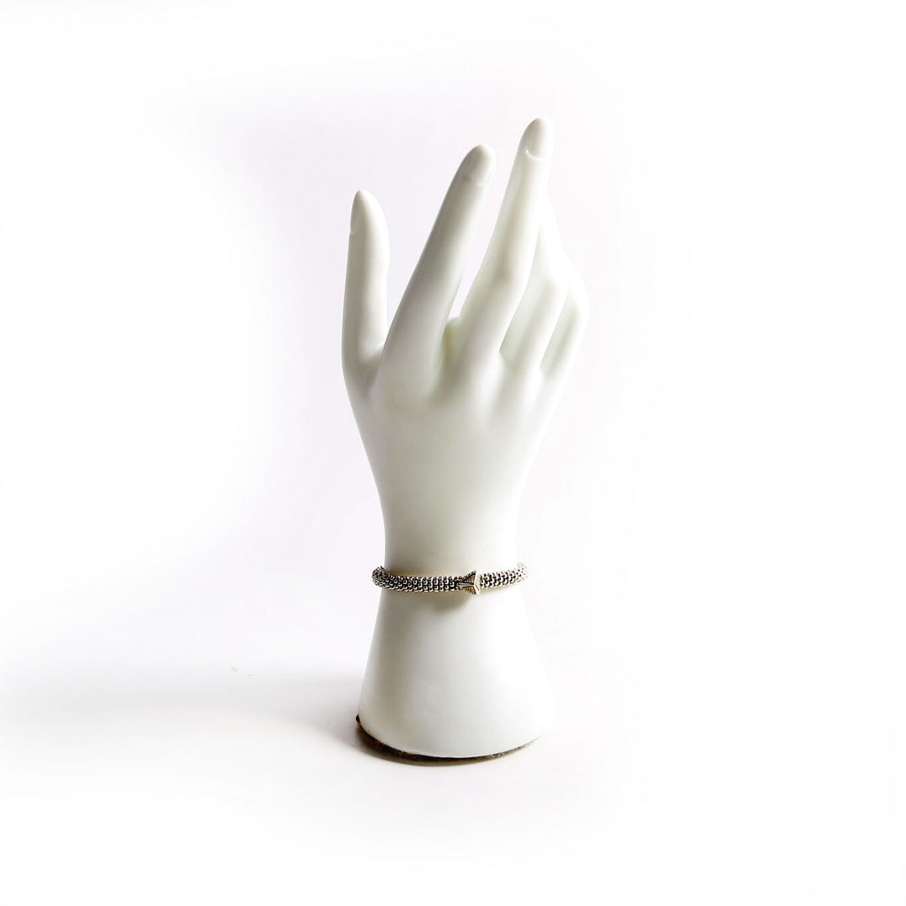 KSL Caviar Single Station Pyramid 6MM Bracelet 925/750