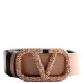 V Logo Signature Swarovski 40MM Reversible Belt Size 90/36 Tan