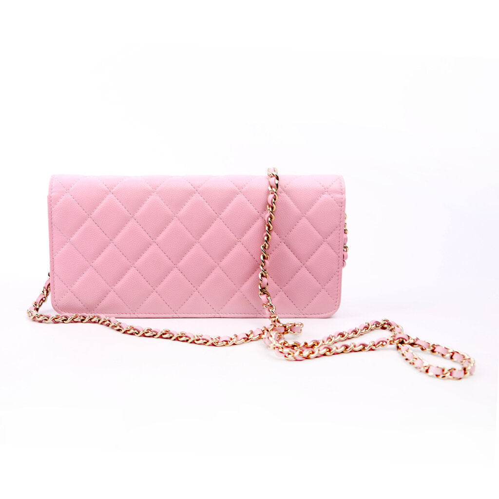 Clutch On Chain East West RFID Pink