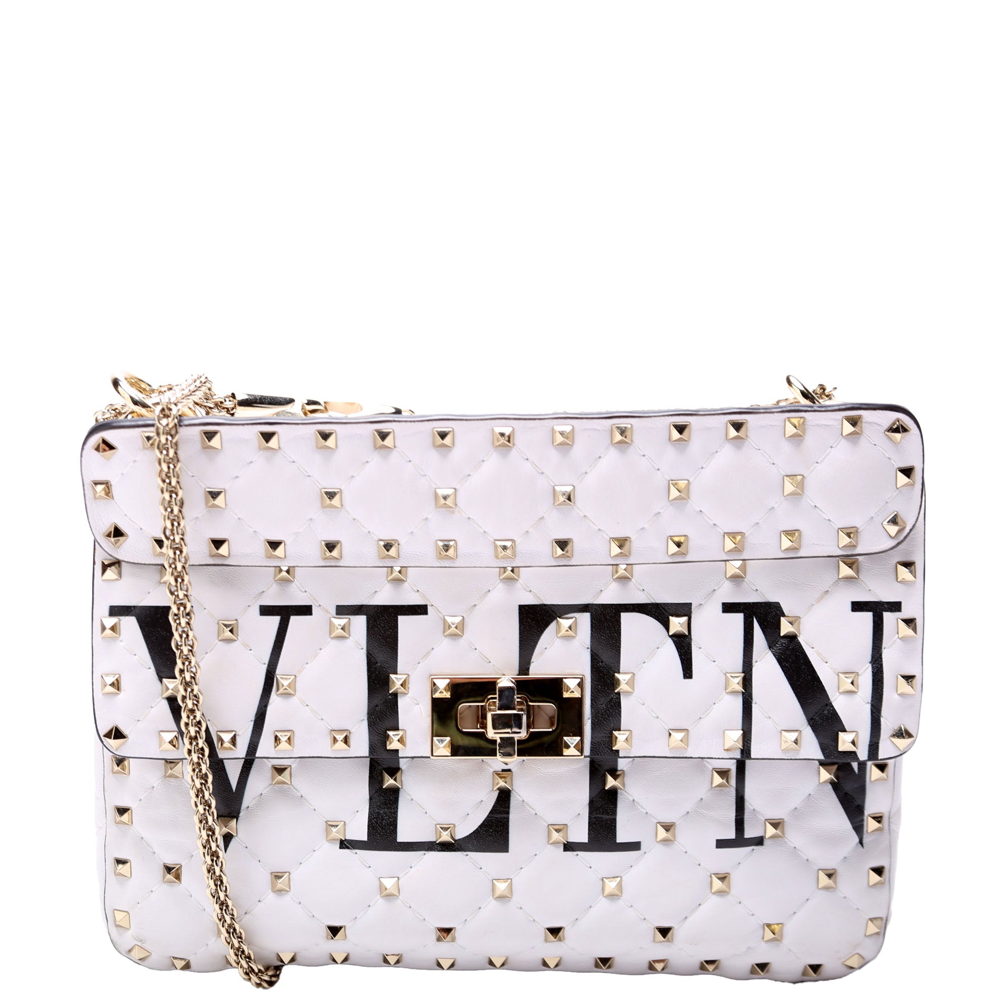 VTLN Print Rockstud Spike Studded Shoulder Medium White