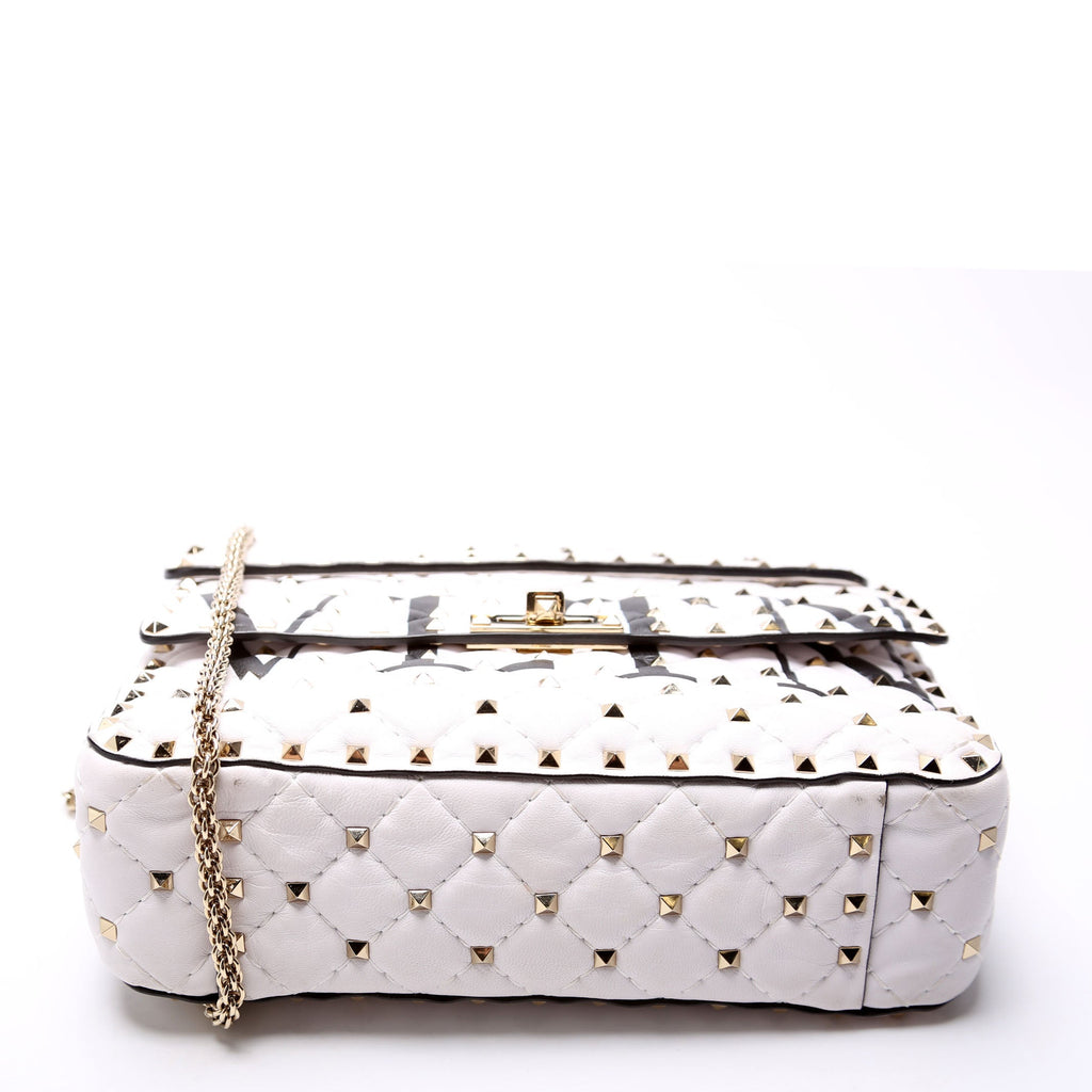 VTLN Print Rockstud Spike Studded Shoulder Medium White