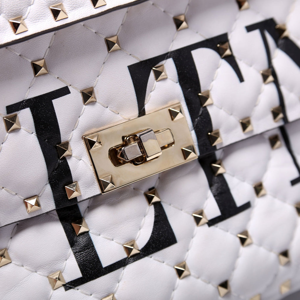 VTLN Print Rockstud Spike Studded Shoulder Medium White