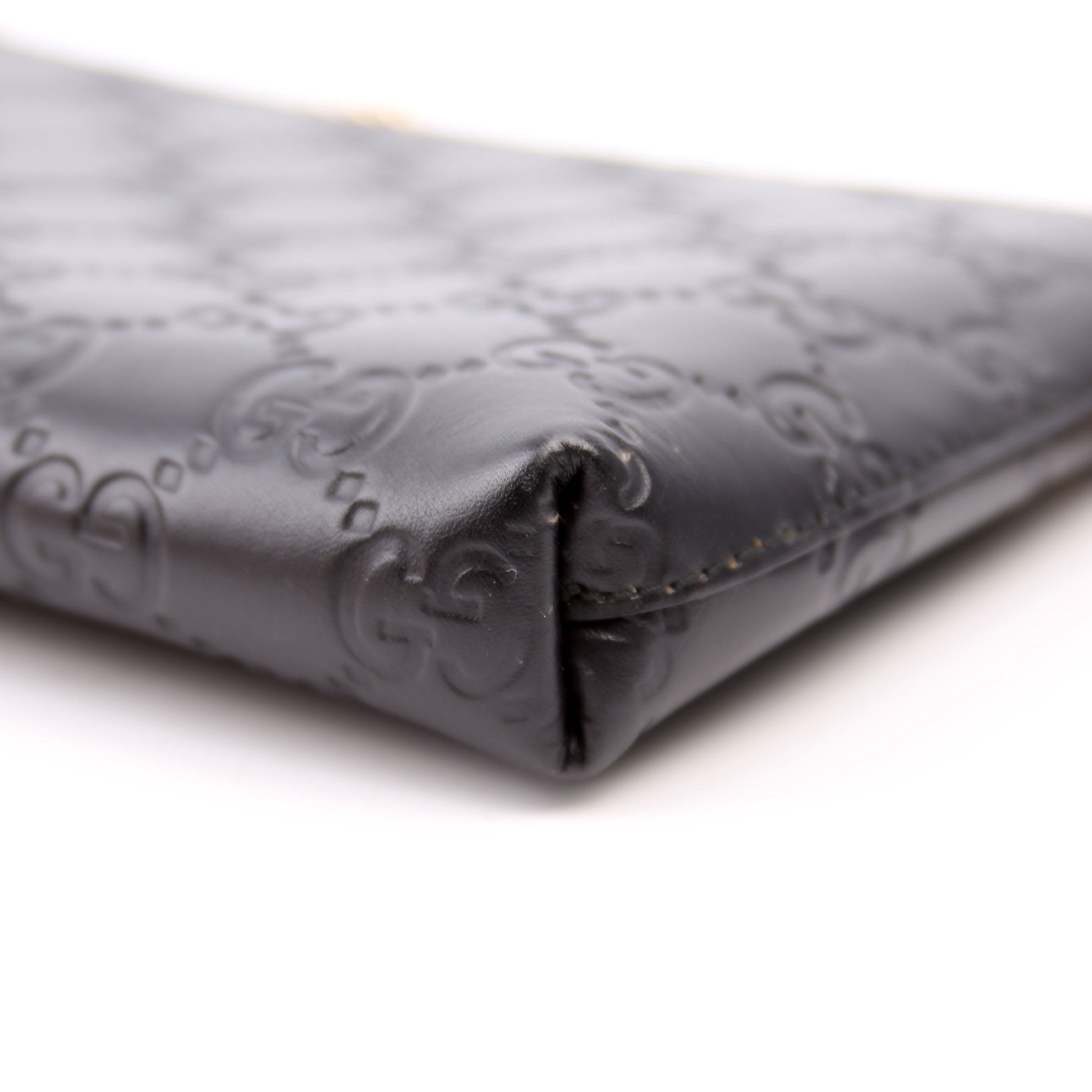 428449 GG Leather Wristlet Black