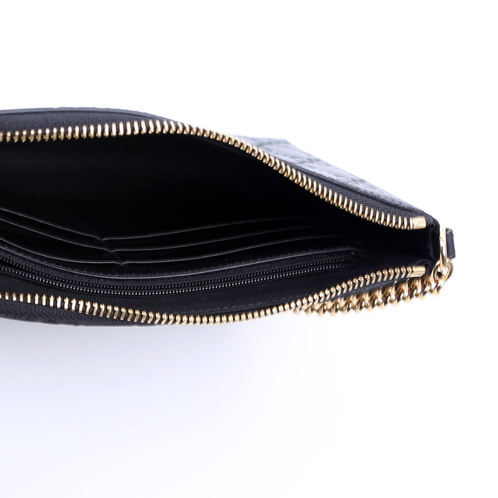428449 GG Leather Wristlet Black