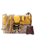 409487 Padlock Snakeskin Small Beige/Yellow
