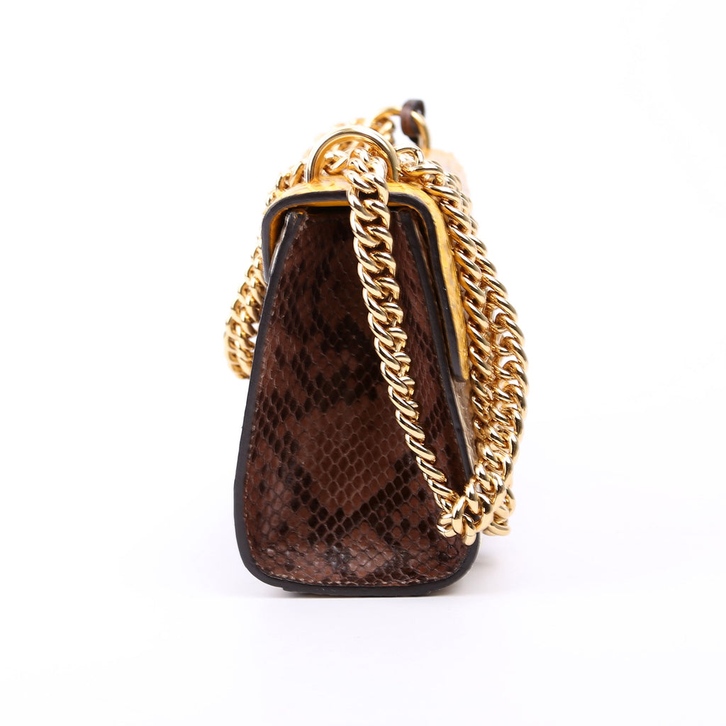 409487 Padlock Snakeskin Small Beige/Yellow