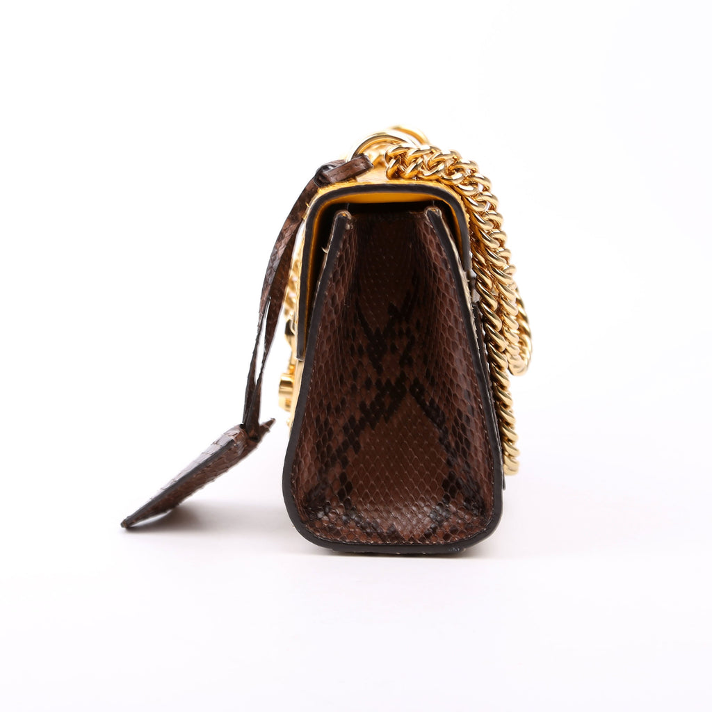 409487 Padlock Snakeskin Small Beige/Yellow