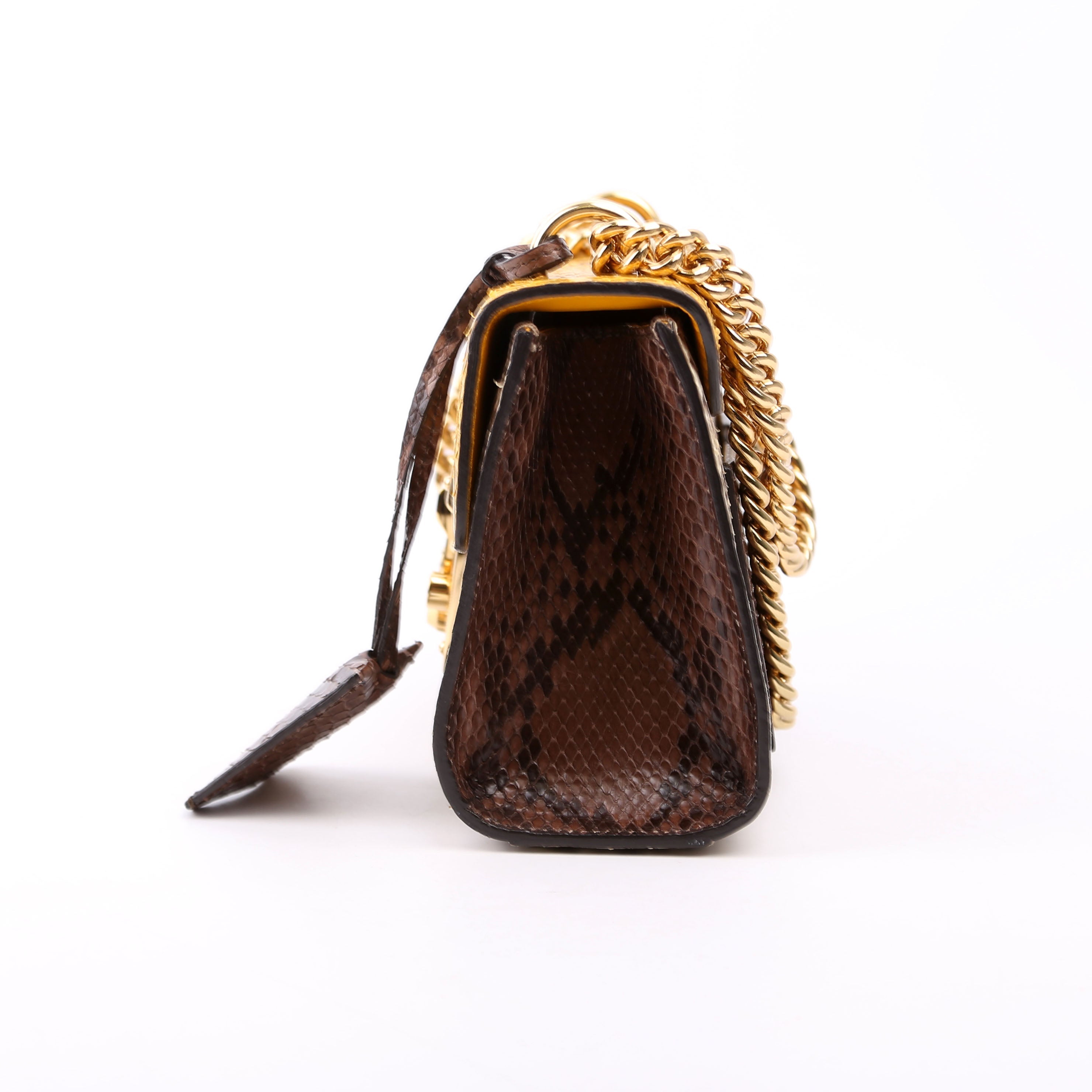 409487 Padlock Snakeskin Small Beige/Yellow