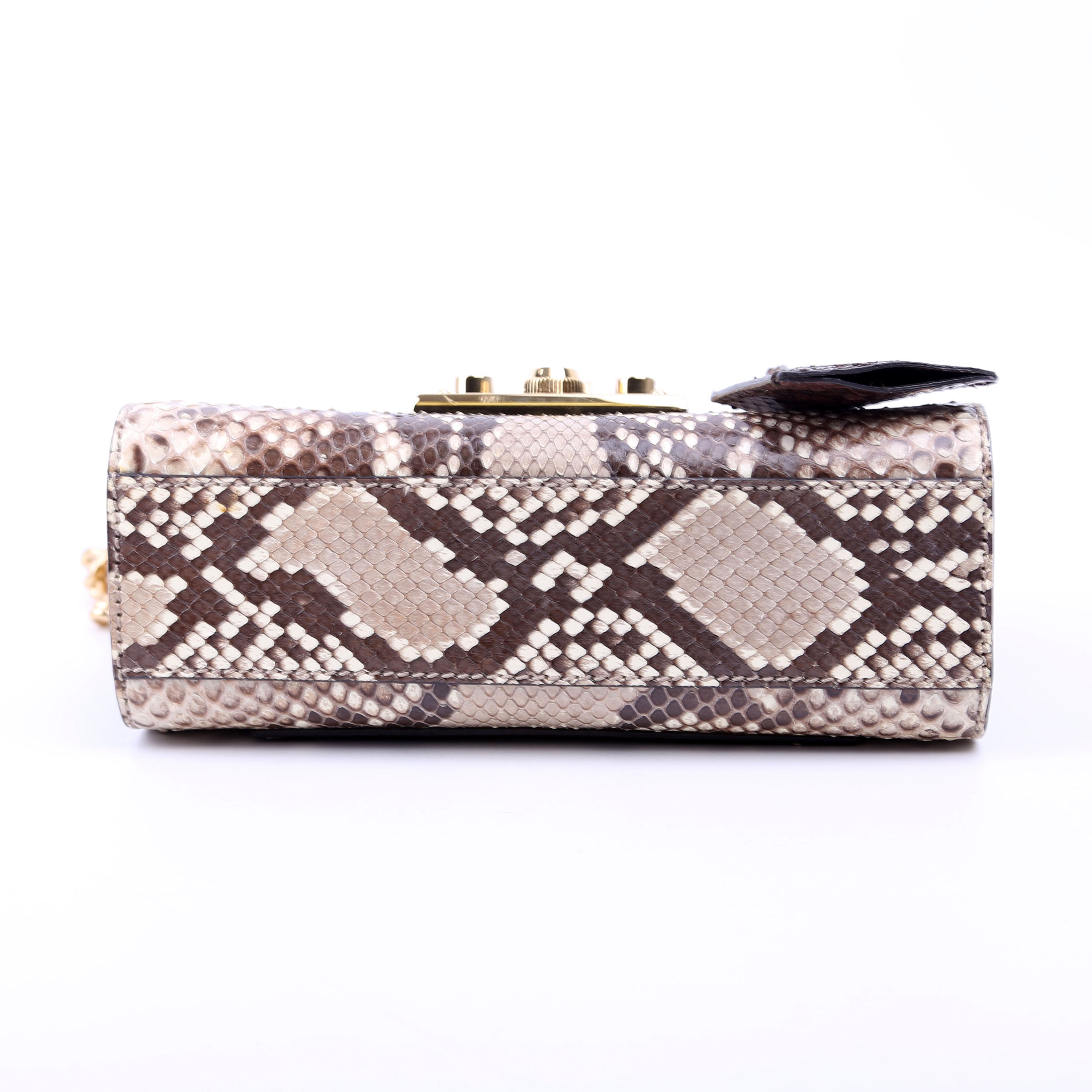 409487 Padlock Snakeskin Small Beige/Yellow