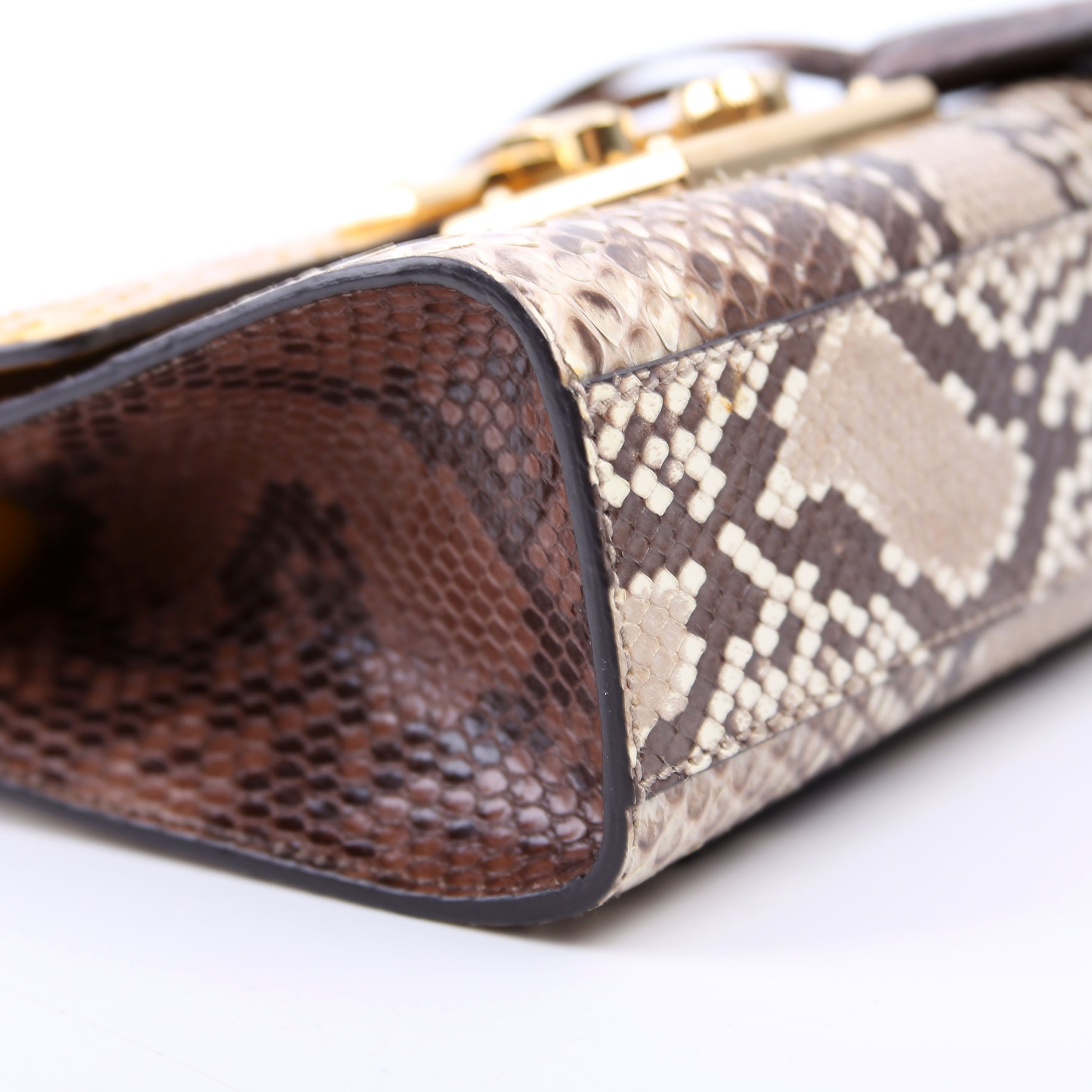 409487 Padlock Snakeskin Small Beige/Yellow