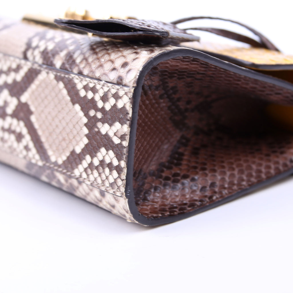 409487 Padlock Snakeskin Small Beige/Yellow