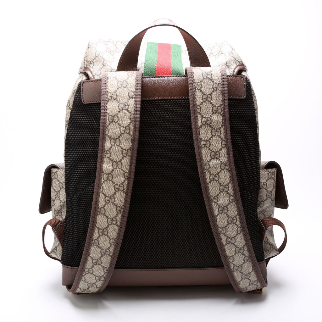 598140 Ophidia Leather Double Buckle Backpack Medium