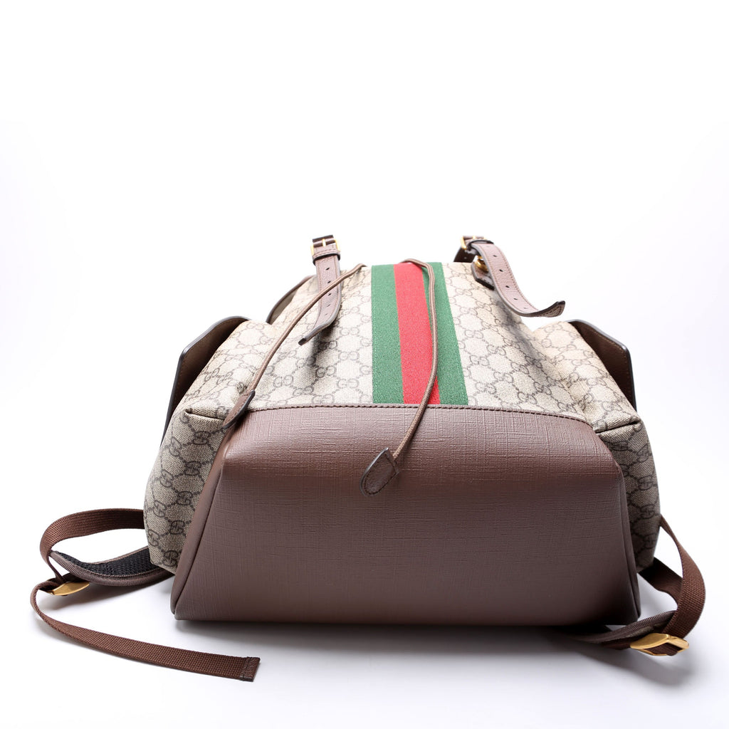 598140 Ophidia Leather Double Buckle Backpack Medium