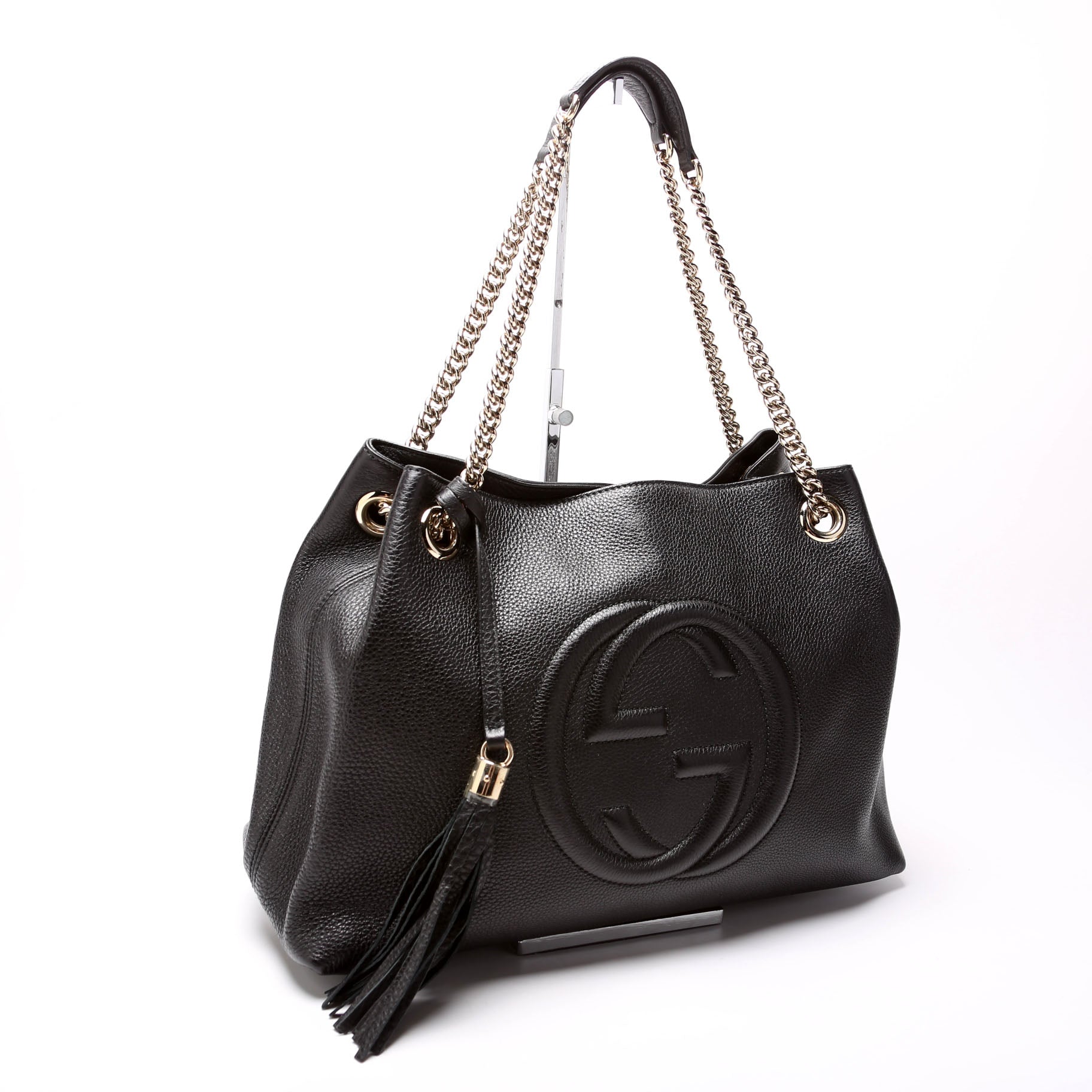 308982 Soho Leather Shoulder Medium Black